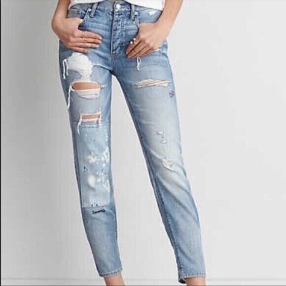 American Eagle Vintage High Rise Straight Button Fly Mom‎ Jeans Sz 6 Short 29×27 - Picture 1 of 16